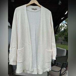 LOFT Brand Cream Oversized Sweater Cardigan with Pockets Size Large
